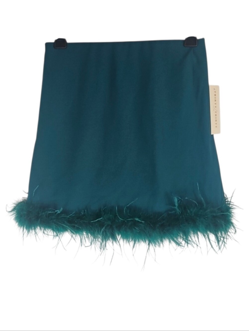 NEW Thirty/Thirty LA Feather Emerald Teal Green Jewel Mini Skirt Fall Winter, M